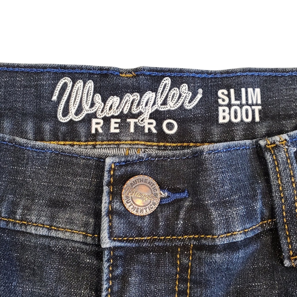 Wrangler Retro Slim Boot Jeans Mens 34x36 Dark Wash Denim 1077MWZDX
